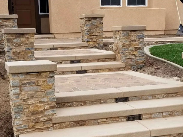 Paved Walkway with Pillars